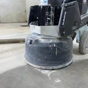 Prepared concrete substrate after concrete floor grinding