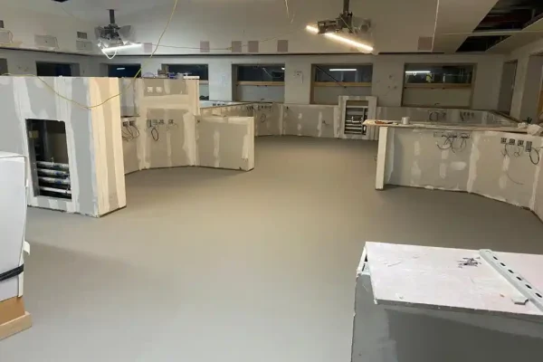 Hygienic resin floor installed in a food production area by industrial resin flooring contractors