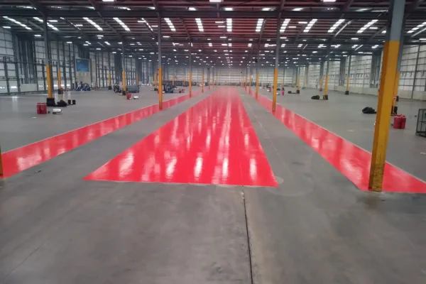 High build resin coating installed in a manufacturing facility